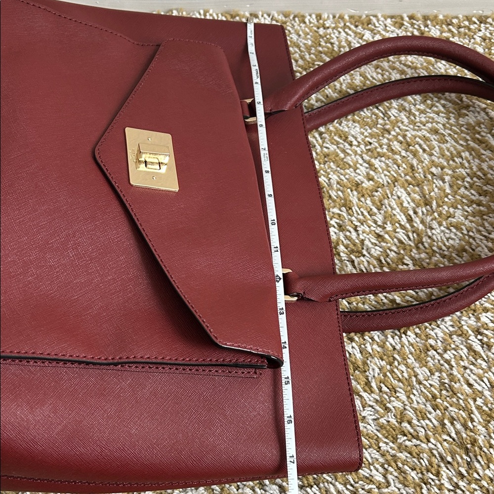 Kate Spade Deep Red Tote Bag with Gold Accents - Picture 5 of 6